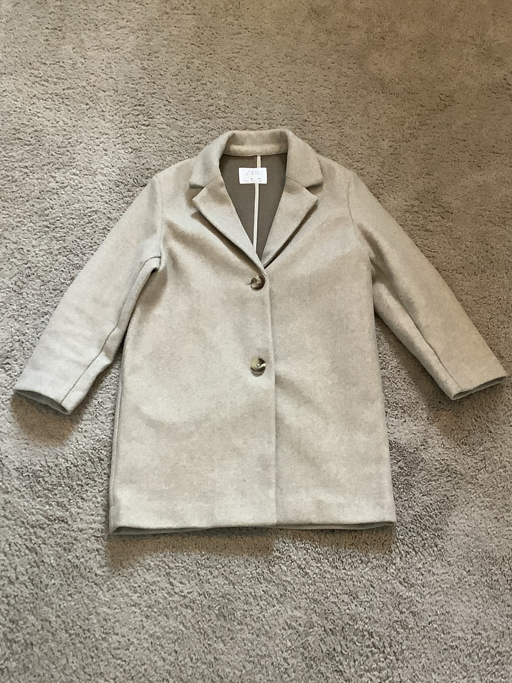 Zara Girls Basic Soft Wool-Blend Coat